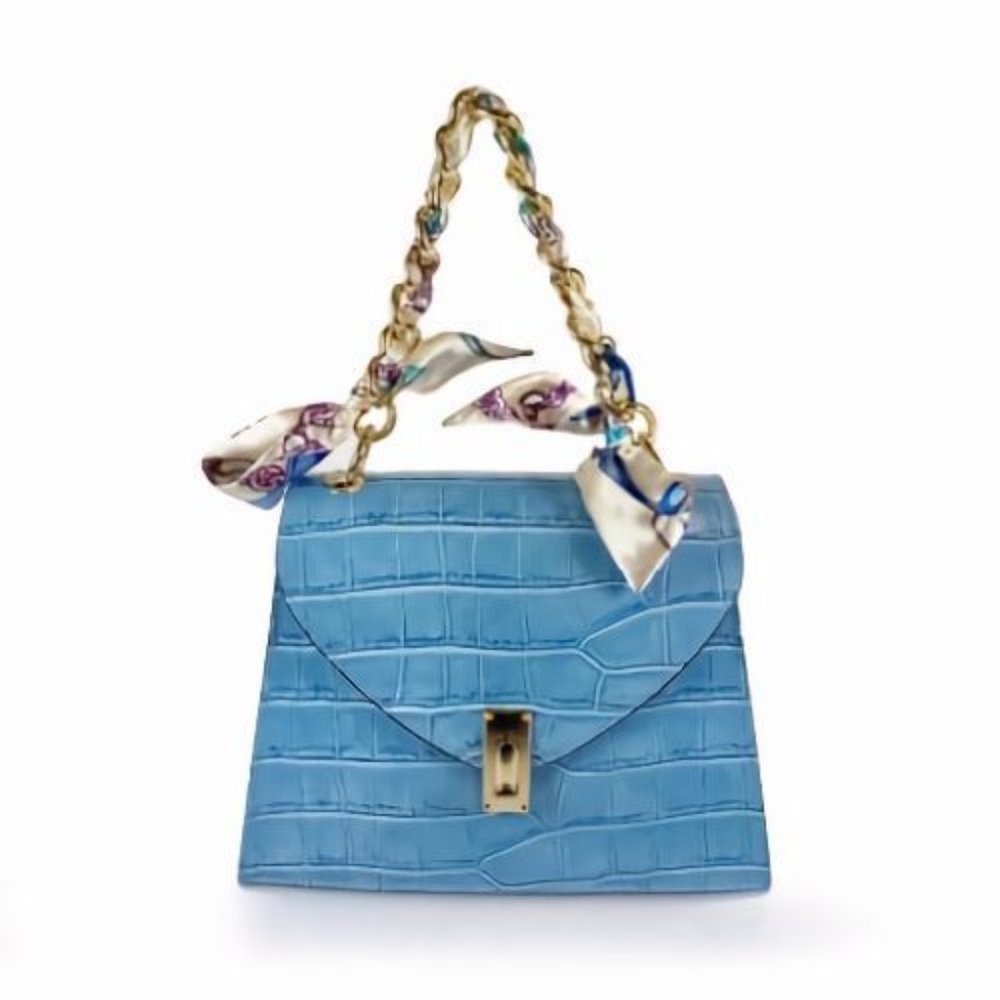 Lucy Bags Genuine Leather Bag w/Crocodile Print Made in Italy NEW NWT